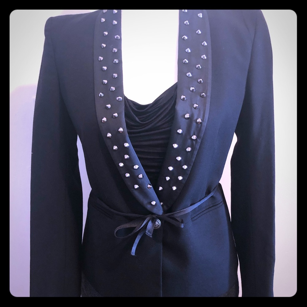 Black wool black blazer with studded collar sz M